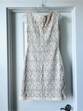 Jessica Howard Sleeveless Cream Lace Sheath Dress